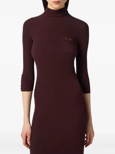 Elisabetta Franchi High-neck Ribbed-knit Dress