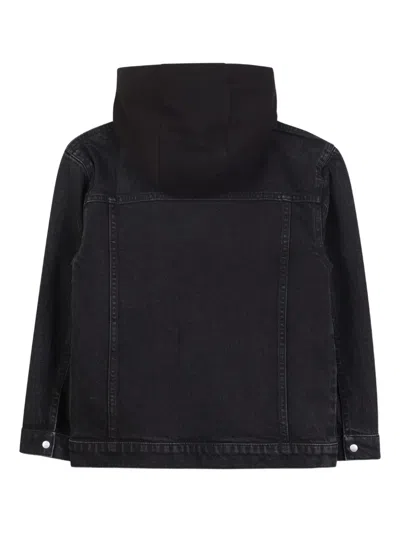Hugo Boss Hooded Denim Jacket In Black