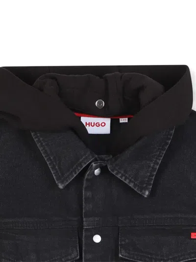 Hugo Boss Hooded Denim Jacket In Black