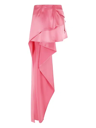 Ssheena Asymmetric Draped Skirt In Pink