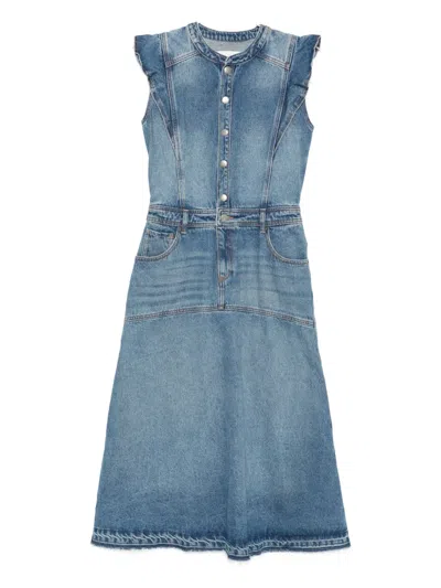 Ba&sh Vayea Ruffle-detail Denim Dress In Blue