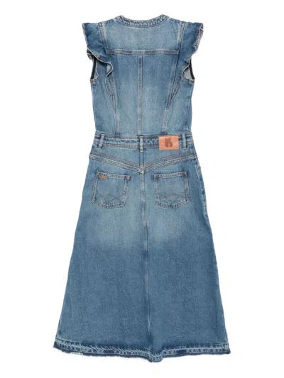 Ba&sh Vayea Ruffle-detail Denim Dress In Blue