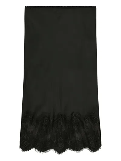 Herskind Herbert Lace-trimmed Satin Midi Skirt