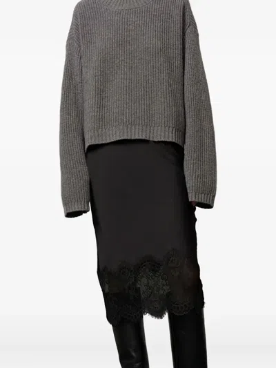 Herskind Herbert Lace-trimmed Satin Midi Skirt