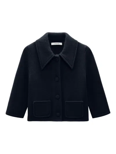 Dorothee Schumacher Cropped Merino-cashmere Knit Jacket In Blue