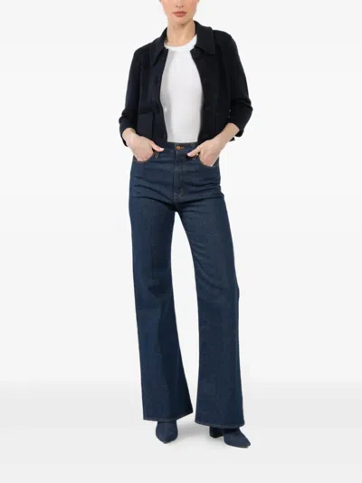 Dorothee Schumacher Cropped Merino-cashmere Knit Jacket In Blue