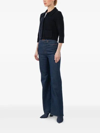 Dorothee Schumacher Cropped Merino-cashmere Knit Jacket In Blue