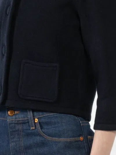 Dorothee Schumacher Cropped Merino-cashmere Knit Jacket In Blue