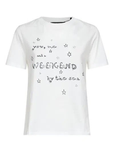 Weekend Max Mara Lettering-print Cotton T-shirt In White