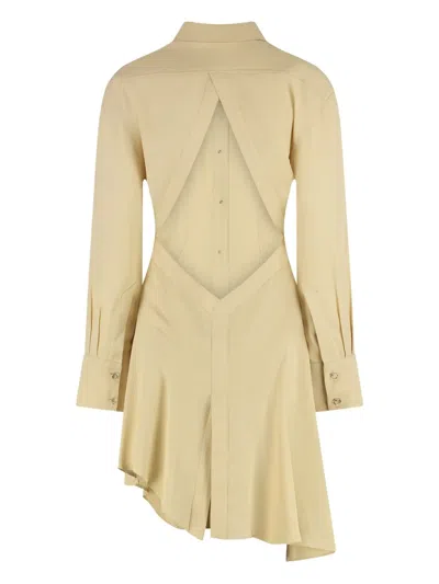 Mugler Viscose Shirt Collar Dress With Back Cut-out