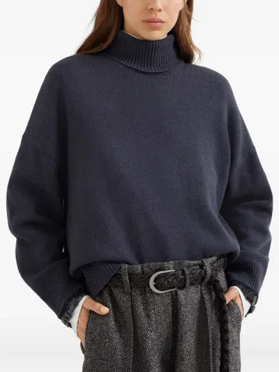 Brunello Cucinelli Women English Rib Turtle-neck Sweater In Black