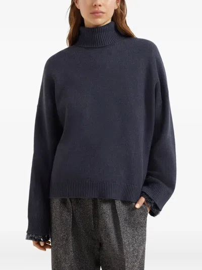 Brunello Cucinelli Women English Rib Turtle-neck Sweater In Black