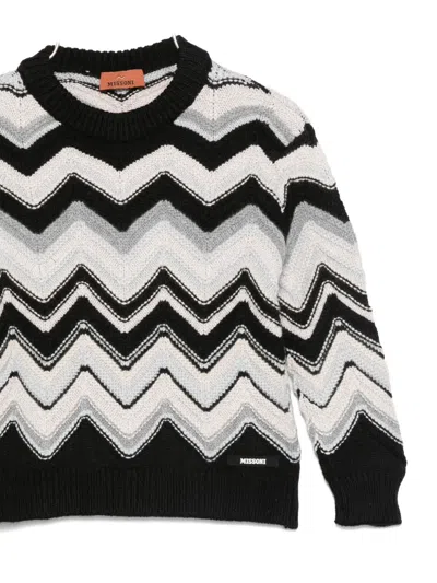 Missoni Chevron-pattern Wool-blend Sweater In White