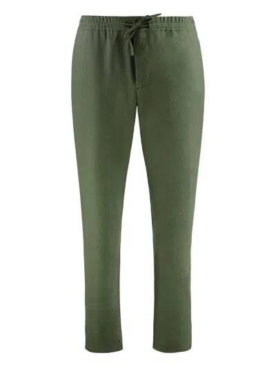 Canali Drawstring Wool-blend Regular Trousers In Green