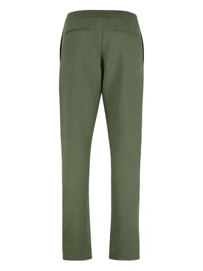 Canali Drawstring Wool-blend Regular Trousers In Green