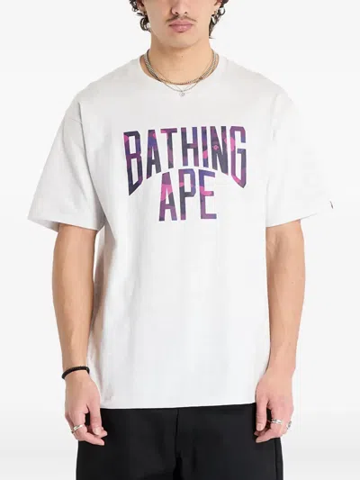 A Bathing Ape Lettering-print T-shirt In White
