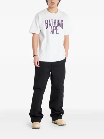 A Bathing Ape Lettering-print T-shirt In White