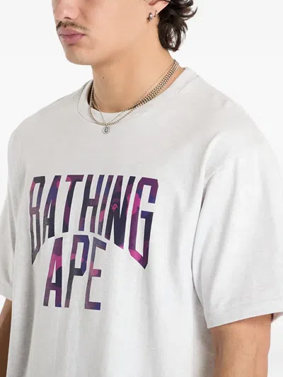A Bathing Ape Lettering-print T-shirt In White