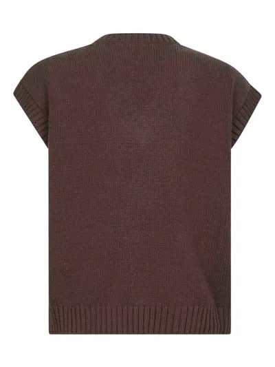 Weekend Max Mara Flower-embellishment V-neck Sweater In Brown