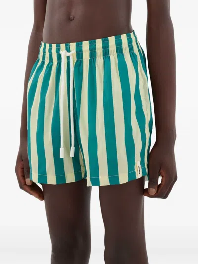 Sunnei Striped Swim Shorts In Brown
