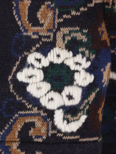 Sacai Floral Jacquard Sweater In Blue