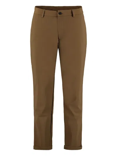 The (alphabet) Cuffed-hems Flat-front Trousers In Brown