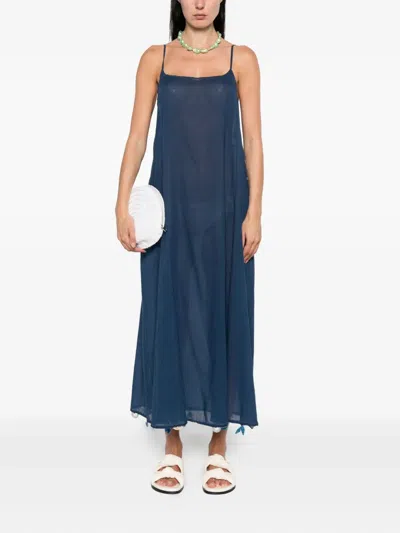 Injiri Tassel-trimmed Slip Midi Dress In Blue