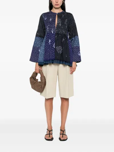 Injiri Patchwork Bell-sleeve Jacket In Black