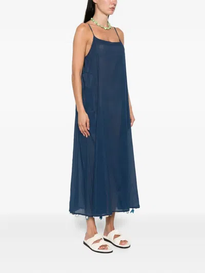 Injiri Tassel-trimmed Slip Midi Dress In Blue