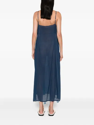 Injiri Tassel-trimmed Slip Midi Dress In Blue