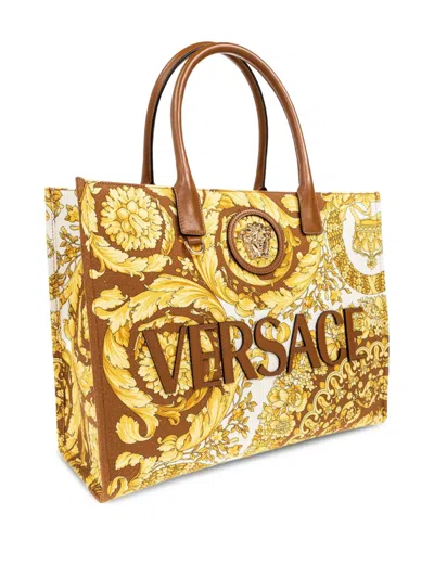 Versace Baroque-print Logo-appliqué Tote Bag