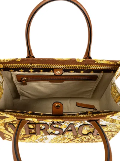 Versace Baroque-print Logo-appliqué Tote Bag