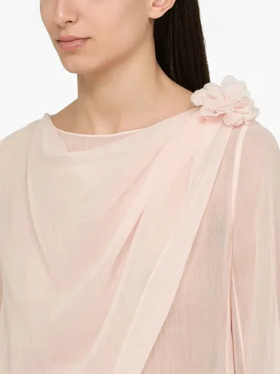 Chloé Flower-embellished Wool Blouse In Pink