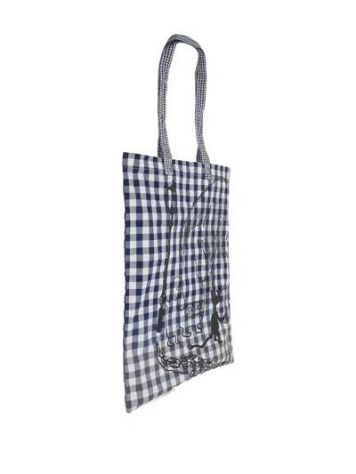 Comme Des Garçons Tao Gingham-pattern Graphic-print Tote Bag