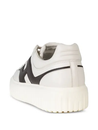 Hogan H-stripes Logo Lace-up Sneakers In Neutral