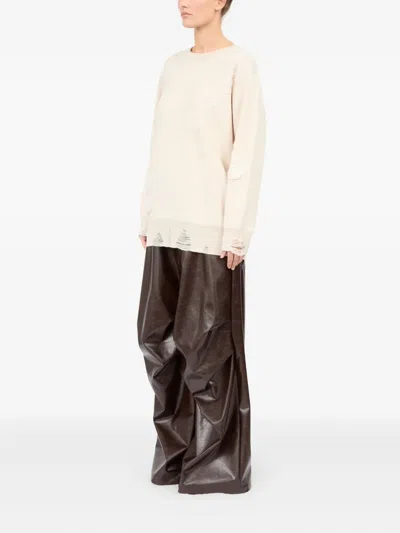 Mm6 Maison Margiela Mm6 By Maison Margiela Oversized Mesh Sweater With Worn Effect Details In Neutral