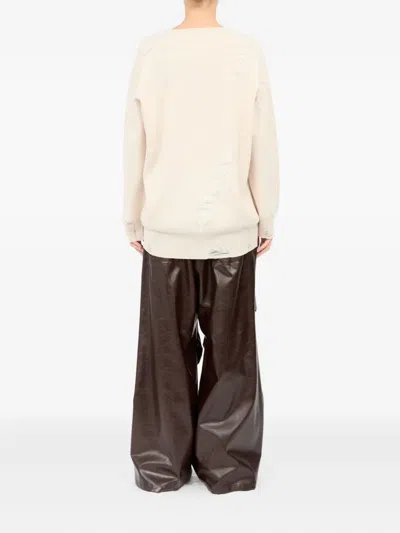Mm6 Maison Margiela Mm6 By Maison Margiela Oversized Mesh Sweater With Worn Effect Details In Neutral