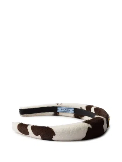 Prada Cow-print Calf Hair Headband In Multi