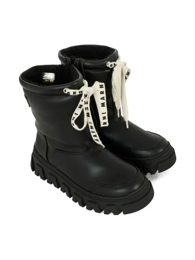 Marni Lace-up Detail Lug-sole Boots In Black