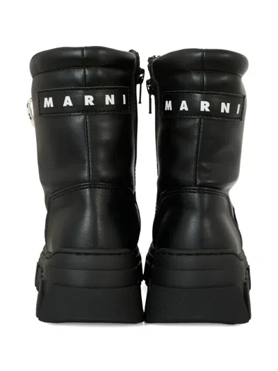 Marni Lace-up Detail Lug-sole Boots In Black