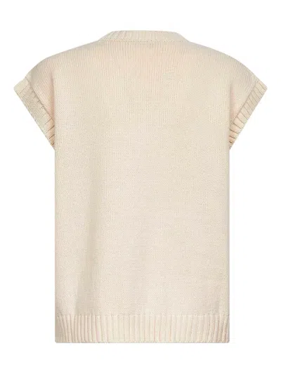 Weekend Max Mara V-neck Sleeveless Sweater In Neutral