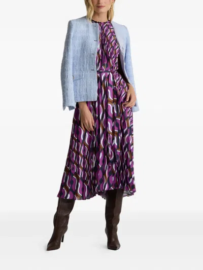 St John 70's Printed Dress In Purple