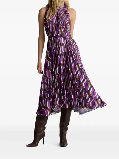 St John 70's Printed Dress In Purple