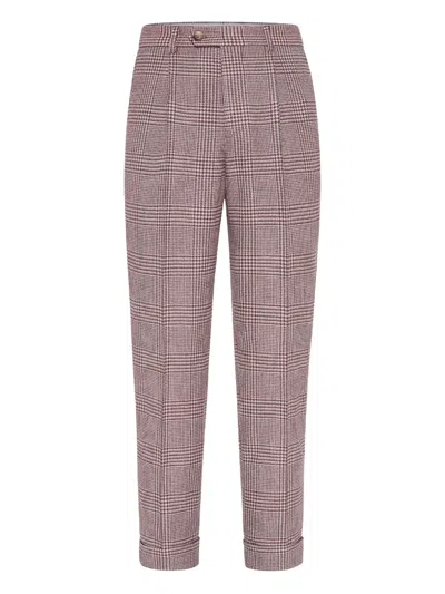 Brunello Cucinelli Pleated Cotton-cashmere Blend Trousers In Multi