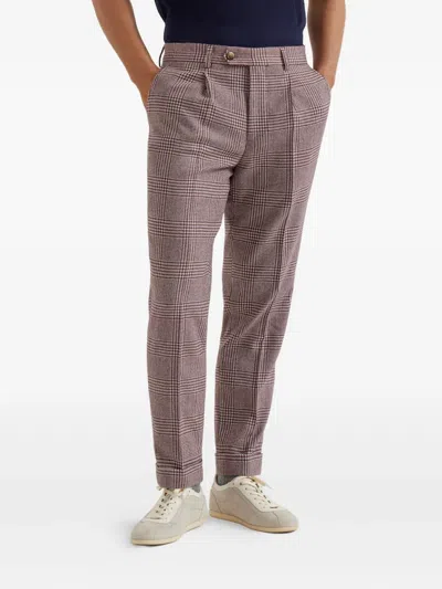 Brunello Cucinelli Pleated Cotton-cashmere Blend Trousers In Multi