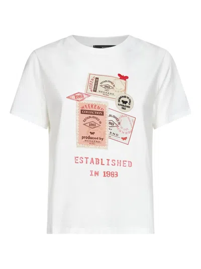Weekend Max Mara Ara Printed Jersey Short Sleeved T-shirt In White