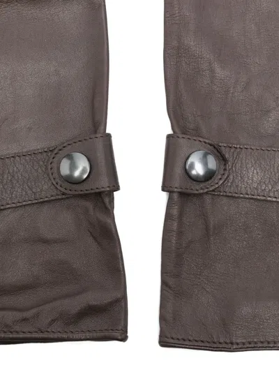 Manokhi Button-fastening Leather Gloves In Brown