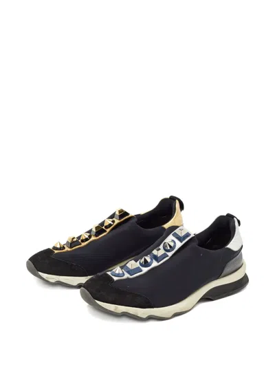 Pre-owned Fendi Studded Slip-on Sneakers In Black