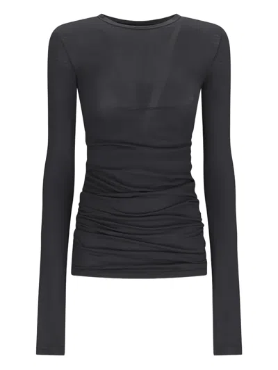 Destin Long-sleeve Draped Top In Gray