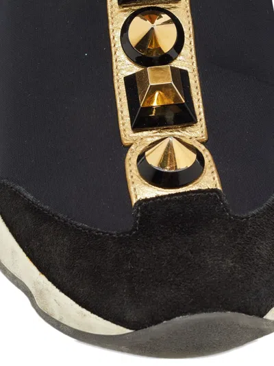 Pre-owned Fendi Studded Slip-on Sneakers In Black